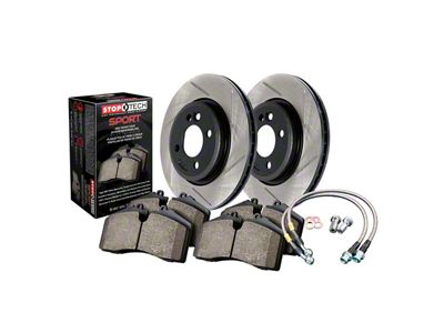 StopTech Sport Axle Slotted 8-Lug Brake Rotor and Pad Kit; Front (12-19 Sierra 2500 HD)