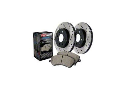 StopTech Street Axle Drilled 8-Lug Brake Rotor and Pad Kit; Rear (16-19 Sierra 2500 HD)