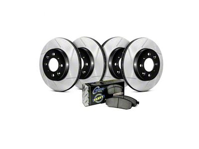 StopTech Truck Axle Slotted 8-Lug Brake Rotor and Pad Kit; Front and Rear (16-19 Sierra 2500 HD)
