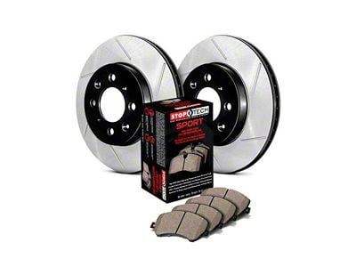 StopTech Sport Axle Slotted 8-Lug Brake Rotor and Pad Kit; Rear (07-10 Sierra 3500 HD DRW)