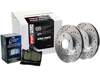 StopTech Sport Axle Drilled and Slotted 6-Lug Brake Rotor and Pad Kit; Front (2003 4WD Silverado 1500 w/ 2-Wheel Steering)