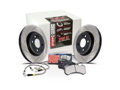 StopTech Sport Axle Slotted 6-Lug Brake Rotor and Pad Kit; Front and Rear (07-13 4WD Silverado 1500)