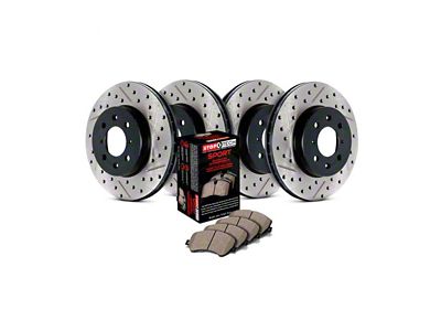 StopTech Sport Axle Slotted and Drilled 6-Lug Brake Rotor and Pad Kit; Front and Rear (2005 Silverado 1500 Crew Cab w/ Quadrasteer)