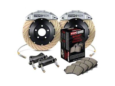 StopTech ST-60 Performance Drilled Coated 2-Piece Front Big Brake Kit; Silver Calipers (07-13 Silverado 1500)