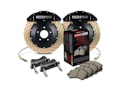 StopTech ST-60 Performance Drilled Coated 2-Piece Rear Big Brake Kit; Black Calipers (07-13 Silverado 1500)