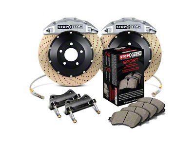 StopTech ST-60 Performance Drilled Coated 2-Piece Rear Big Brake Kit; Silver Calipers (07-13 Silverado 1500)