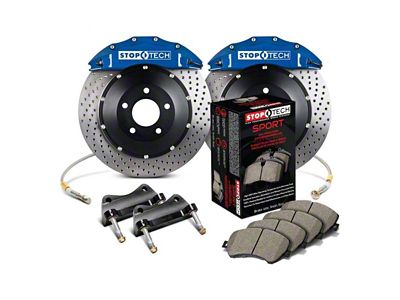 StopTech ST-60 Performance Drilled 2-Piece Rear Big Brake Kit; Blue Calipers (07-13 Silverado 1500)