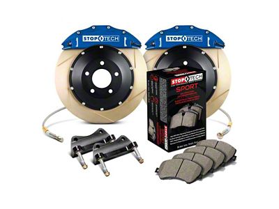 StopTech ST-60 Performance Slotted Coated 2-Piece Front Big Brake Kit; Blue Calipers (07-13 Silverado 1500)