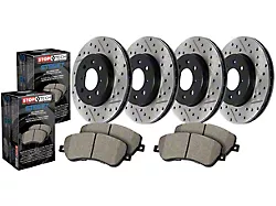 StopTech Street Axle Drilled and Slotted 6-Lug Brake Rotor and Pad Kit; Front and Rear (07-13 Silverado 1500 w/ Rear Disc Brakes)