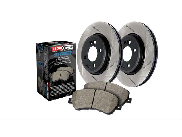 StopTech Street Axle Slotted 6-Lug Brake Rotor and Pad Kit; Front and Rear (03-06 Silverado 1500 w/ Dual Piston Rear Calipers)