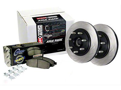 StopTech Truck Axle Slotted 6-Lug Brake Rotor and Pad Kit; Front (05-06 Silverado 1500 w/ Rear Drum Brakes; 07-18 Silverado 1500)