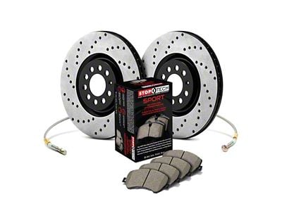 StopTech Sport Axle Drilled 6-Lug Brake Rotor and Pad Kit; Front (07-08 Tahoe w/ 351C or 352C Brake Caliper Casting; 09-20 Tahoe)