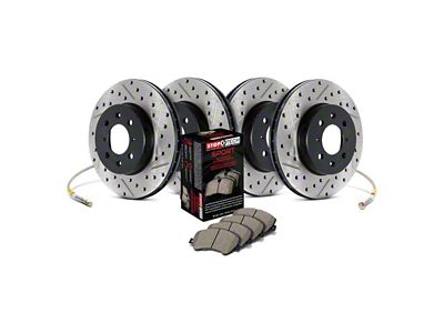 StopTech Sport Axle Slotted and Drilled 6-Lug Brake Rotor and Pad Kit; Front and Rear (07-08 Tahoe w/ 351C or 352C Brake Caliper Casting; 09-20 Tahoe)