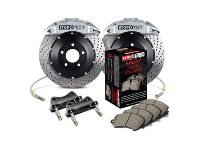 StopTech ST-60 Performance Drilled 2-Piece Rear Big Brake Kit; Silver Calipers (07-20 Tahoe)
