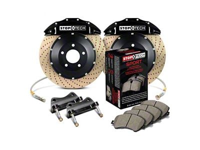 StopTech ST-60 Performance Drilled Coated 2-Piece Rear Big Brake Kit; Black Calipers (07-20 Tahoe)
