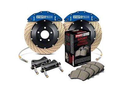 StopTech ST-60 Performance Drilled Coated 2-Piece Front Big Brake Kit; Blue Calipers (07-14 Tahoe)