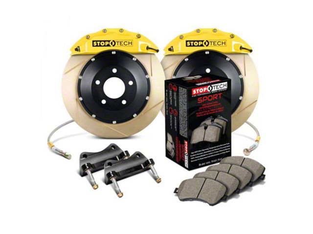 StopTech ST-60 Performance Slotted Coated 2-Piece Rear Big Brake Kit; Yellow Calipers (07-20 Tahoe)