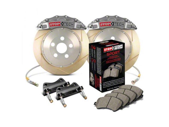 StopTech ST-60 Trophy Sport Slotted Coated 2-Piece Rear Big Brake Kit; Silver Calipers (07-20 Tahoe)