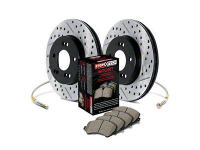 StopTech Sport Axle Drilled and Slotted 6-Lug Brake Rotor and Pad Kit; Front (07-08 Yukon w/ 351C or 352C Brake Caliper Casting; 09-20 Yukon)