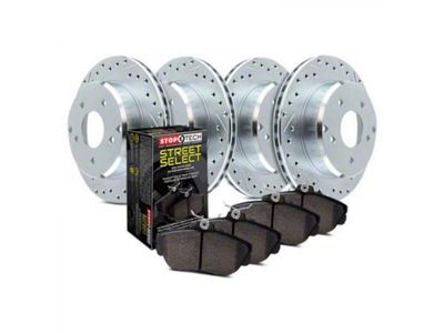 StopTech Sport Axle Drilled and Slotted 6-Lug Brake Rotor and Pad Kit; Front and Rear (07-08 Yukon w/ 351C or 352C Brake Caliper Casting; 09-20 Yukon)