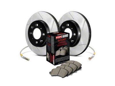 StopTech Sport Axle Slotted 6-Lug Brake Rotor and Pad Kit; Front (07-08 Yukon w/ 351C or 352C Brake Caliper Casting; 09-20 Yukon)