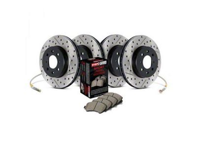 StopTech Sport Axle Slotted and Drilled 6-Lug Brake Rotor and Pad Kit; Front and Rear (07-08 Yukon w/ 351C or 352C Brake Caliper Casting; 09-20 Yukon)