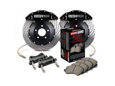 StopTech ST-60 Performance Drilled 2-Piece Rear Big Brake Kit; Black Calipers (07-20 Yukon)