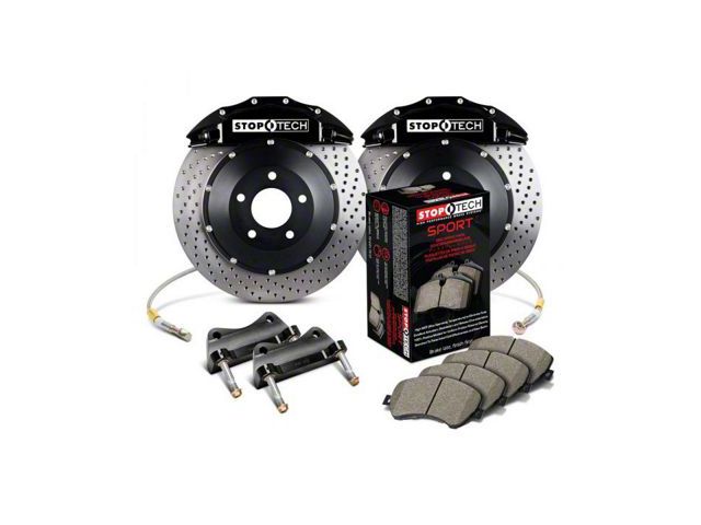 StopTech ST-60 Performance Drilled 2-Piece Rear Big Brake Kit; Black Calipers (07-20 Yukon)