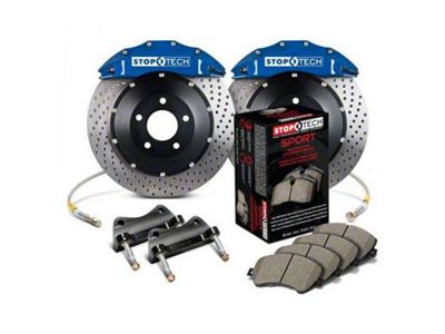 StopTech ST-60 Performance Drilled 2-Piece Rear Big Brake Kit; Blue Calipers (07-20 Yukon)