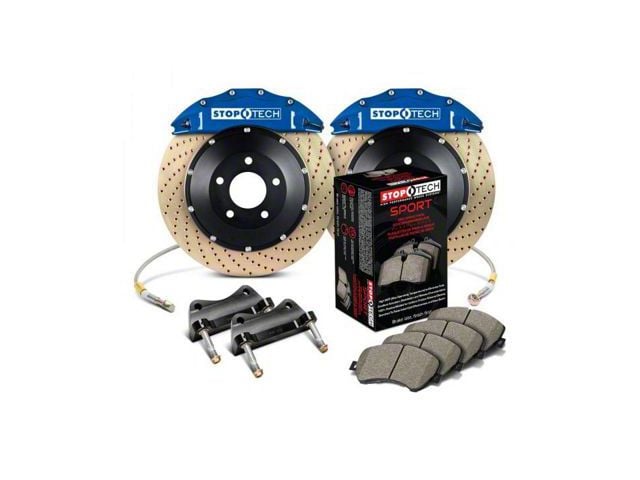 StopTech ST-60 Performance Drilled Coated 2-Piece Rear Big Brake Kit; Blue Calipers (07-20 Yukon)