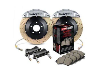 StopTech ST-60 Performance Drilled Coated 2-Piece Rear Big Brake Kit; Silver Calipers (07-20 Yukon)