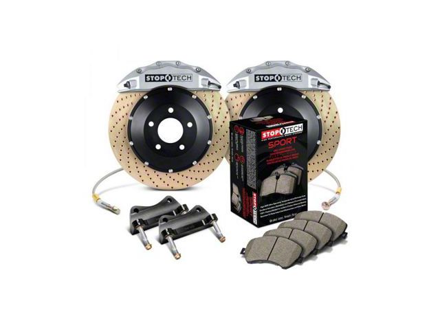 StopTech ST-60 Performance Drilled Coated 2-Piece Front Big Brake Kit; Silver Calipers (07-14 Yukon)