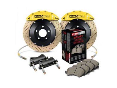 StopTech ST-60 Performance Drilled Coated 2-Piece Rear Big Brake Kit; Yellow Calipers (07-20 Yukon)