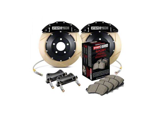 StopTech ST-60 Performance Slotted Coated 2-Piece Rear Big Brake Kit; Black Calipers (07-20 Yukon)