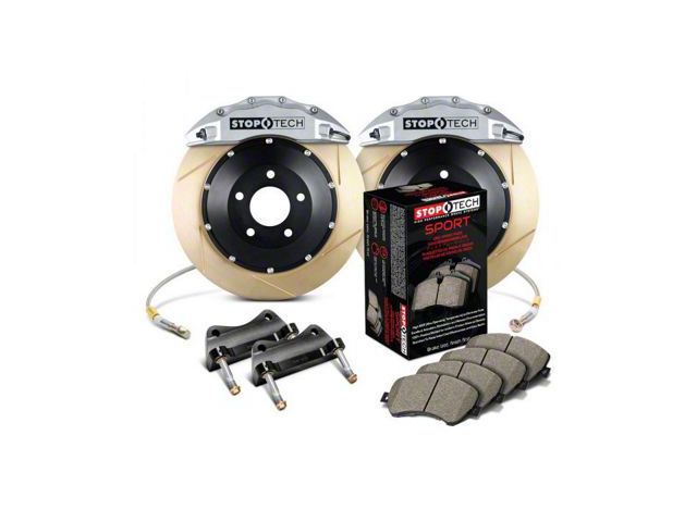StopTech ST-60 Performance Slotted Coated 2-Piece Front Big Brake Kit; Silver Calipers (07-14 Yukon)