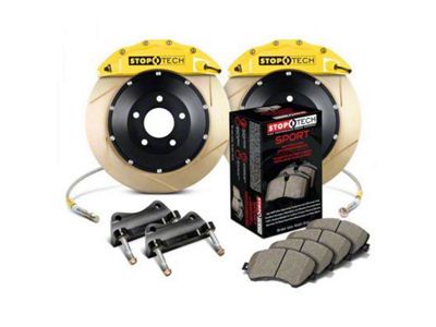 StopTech ST-60 Performance Slotted Coated 2-Piece Rear Big Brake Kit; Yellow Calipers (07-20 Yukon)