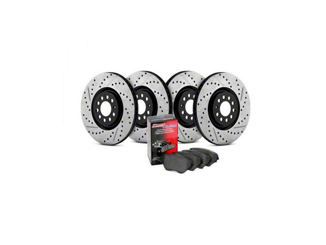 StopTech Street Axle Drilled and Slotted 6-Lug Brake Rotor and Pad Kit; Front and Rear (07-08 Yukon w/ 351C or 352C Brake Caliper Casting; 09-20 Yukon)