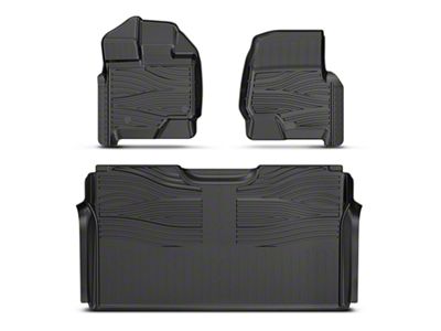 Front and Rear Floor Liners; Black (15-25 F-150 SuperCrew w/o Rear Underseat Storage)