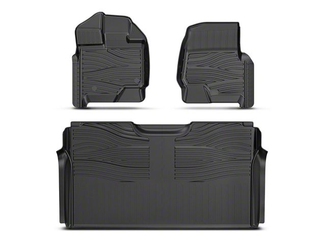 Front and Rear Floor Liners; Black (15-24 F-150 SuperCrew w/o Rear Underseat Storage)