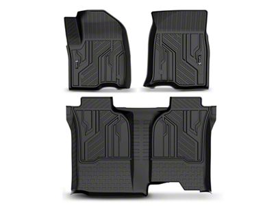 Front and Rear Floor Liners; Black (19-24 Sierra 1500 Crew Cab w/ Rear Underseat Storage)