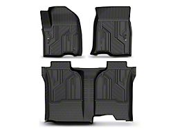 Front and Rear Floor Liners; Black (20-25 Silverado 2500 HD Crew Cab w/ Rear Underseat Storage)