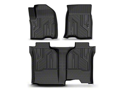 Front and Rear Floor Liners; Black (20-25 Silverado 2500 HD Crew Cab w/ Rear Underseat Storage)