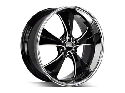 Strada Old Skool Gloss Black Milled with Stainless Steel Lip 6-Lug Wheel; 24x10; 24mm Offset (07-13 Sierra 1500)