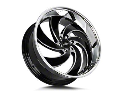 Strada Retro 6 Gloss Black Milled with Stainless Steel Lip 6-Lug Wheel; 24x10; 24mm Offset (07-13 Sierra 1500)