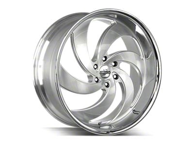 Strada Retro 6 Brushed Face Silver Milled with Stainless Steel Lip 6-Lug Wheel; 26x10; 26mm Offset (07-13 Silverado 1500)