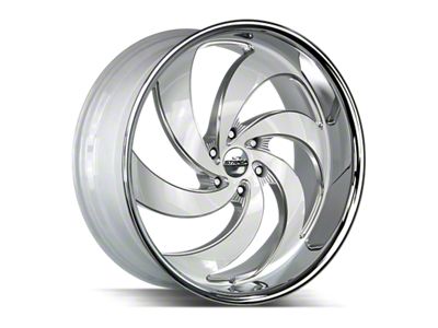 Strada Retro 6 Gloss White Milled with Stainless Steel Lip 6-Lug Wheel; 26x10; 26mm Offset (07-13 Silverado 1500)