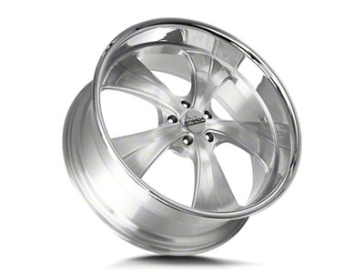 Strada Old Skool Brushed Face Silver Milled with Stainless Steel Lip 6-Lug Wheel; 24x10; 24mm Offset (07-14 Tahoe)