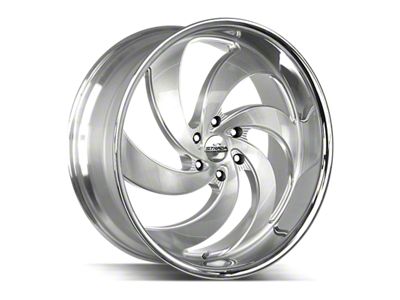 Strada Retro 6 Brushed Face Silver Milled with Stainless Steel Lip 6-Lug Wheel; 24x10; 24mm Offset (07-14 Tahoe)