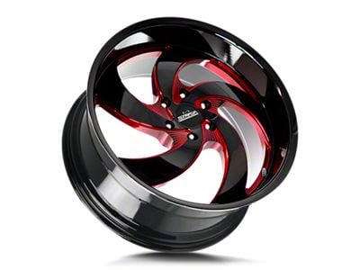 Strada Retro 5 Gloss Black Candy Red Milled 6-Lug Wheel; 22x10; 24mm Offset (19-23 Ranger)