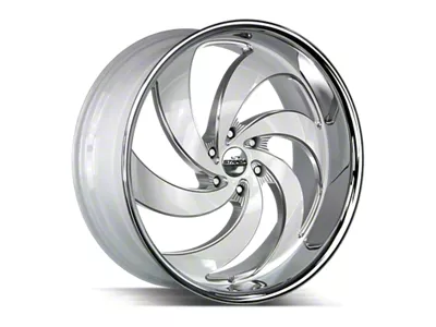 Strada Retro 6 Gloss White Milled with Stainless Steel Lip 6-Lug Wheel; 26x10; 26mm Offset (19-26 Sierra 1500)